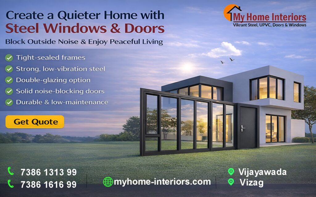 Noise reduction with steel window frames and tight sealing