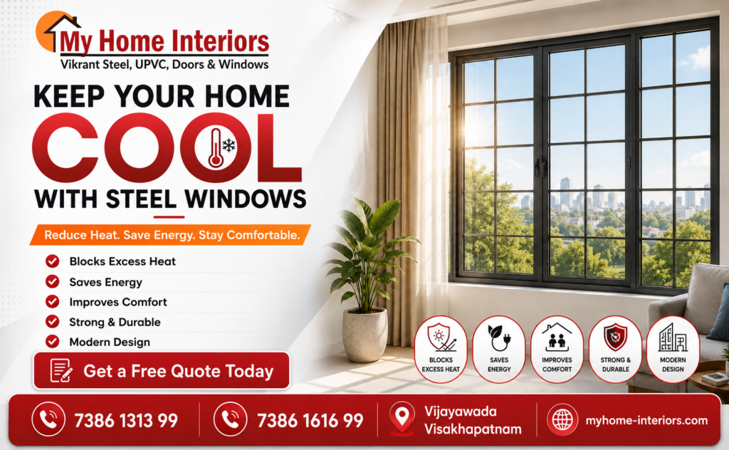 Steel windows for home reducing heat and improving energy efficiency
